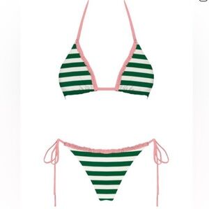 Striped Green and Pink Bikini top (bottom posted separately)